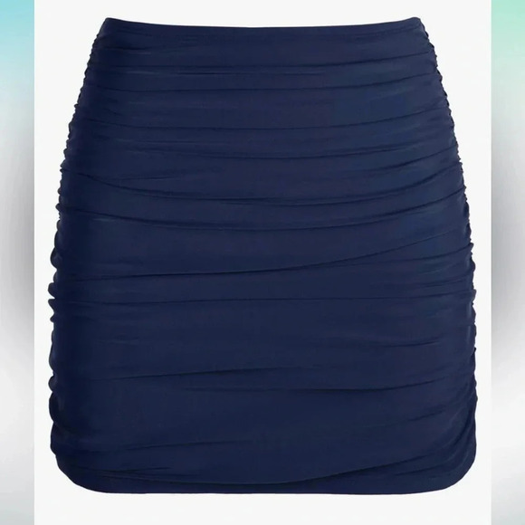 Hilor, High Waisted Swim Skirt w/built in brief, Women's, Navy Blue Size 14, NEW - Picture 1 of 5